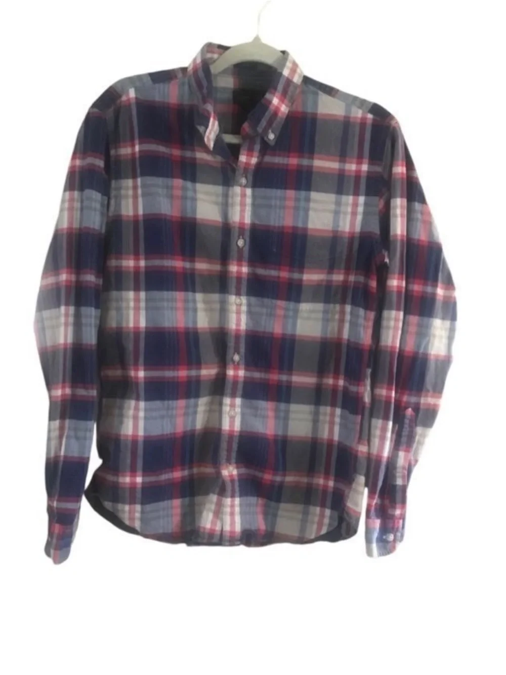 J. Crew Navy, Red & White Plaid Button-Down Shirt
